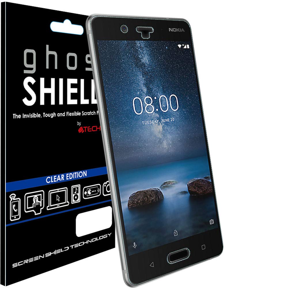 TECHGEAR [2 Pack] Screen Protectors to fit Nokia 8 [ghostSHIELD Edition] Genuine Reinforced Flexible TPU Screen Protector Guard Covers with Full Screen Coverage inc Curved Screen