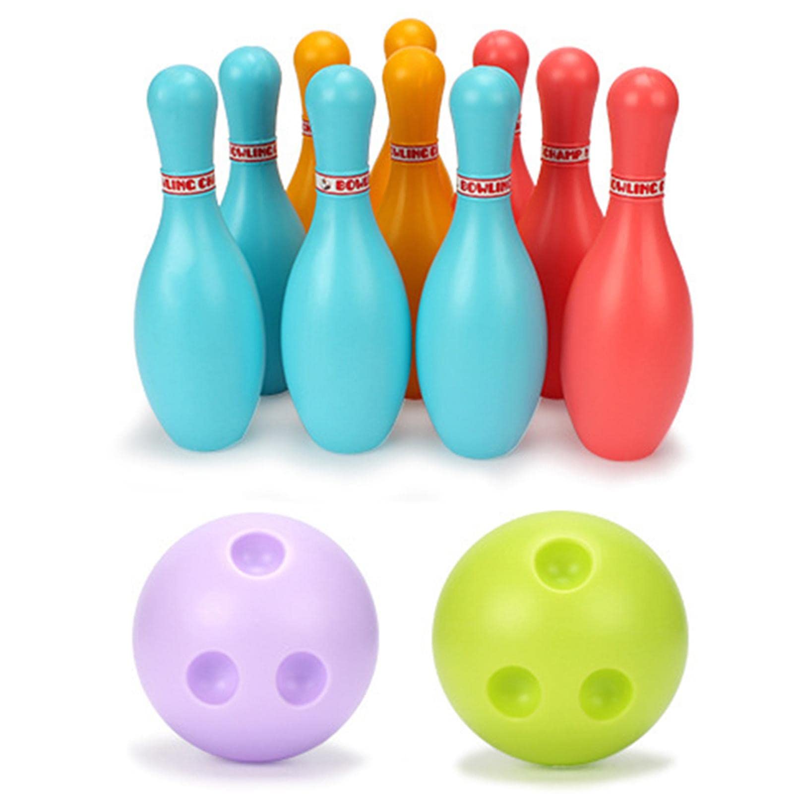 Bowling Toy Set Plastic Bowling Skittles Early Educational Toy Gift Active Game Bowling Party Games for 2-5 Year Old Kids (Medium)