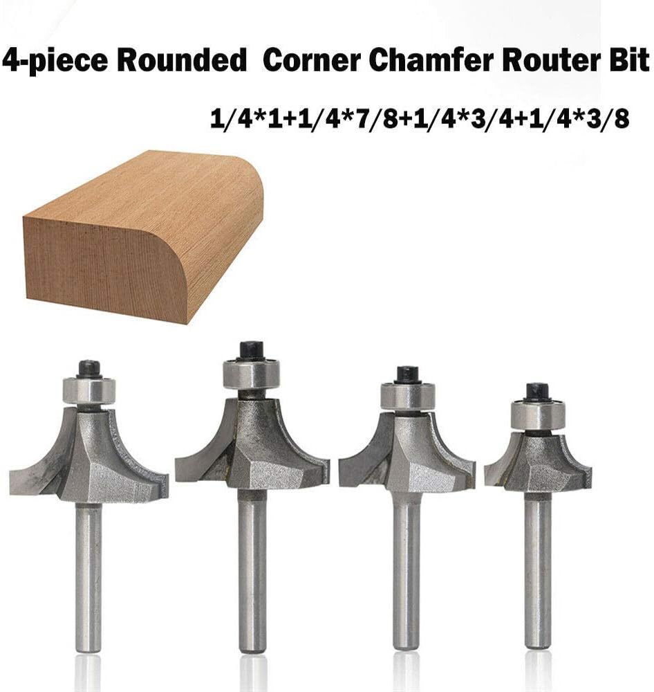 Round Over Router Bits SENRISE 4pcs 1/4" Shank Corner Rounding Router