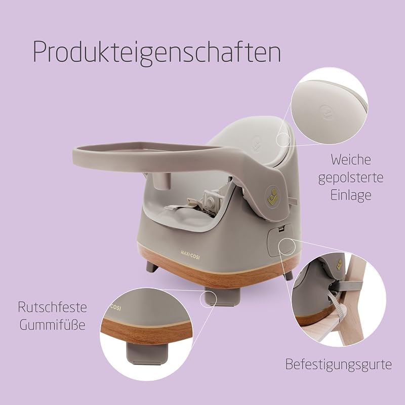 Jay 2-in-1 Sitzerhöhung Stuhl Kind, 6 Monate - 3 Jahre, 9-15 kg, Baby Sitzhilfe, Verstellbares Tablett, Einfache Reinigung, Kompaktes Design, Geräumig, Elegance Beige