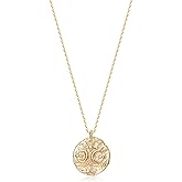 LOYATA Gold Pendant Necklaces for Women-Simple 14K Gold Round Circle Pendant Necklace Dainty Charm Necklace Jewelry Gifts for Women