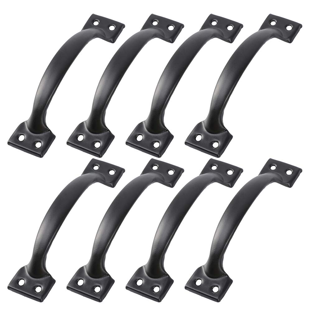 DOITOOL 12PCS Barn Door Handles Black Gate Handles for Wooden Fences,Vintage Cabinet Handle Pull for Kitchen Cupboard Furniture Drawer Cabinet Hardware (Black,6 Inch)