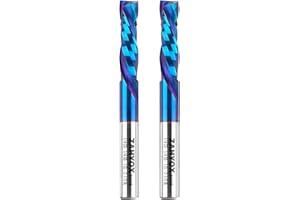 ZahyoX 1/4" Compression Router Bit, 2 Pack Set, Up Down Cut Spiral CNC Bit, Nano Coated Solid Carbide End Mill for Woodworking, 1/4" Shank x 1" Cut Length