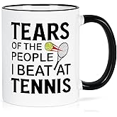 Maustic Tennis Gifts for Women Men, Funny Gifts for Tennis Players Coach, 11 Oz Two Tone (White & Black)