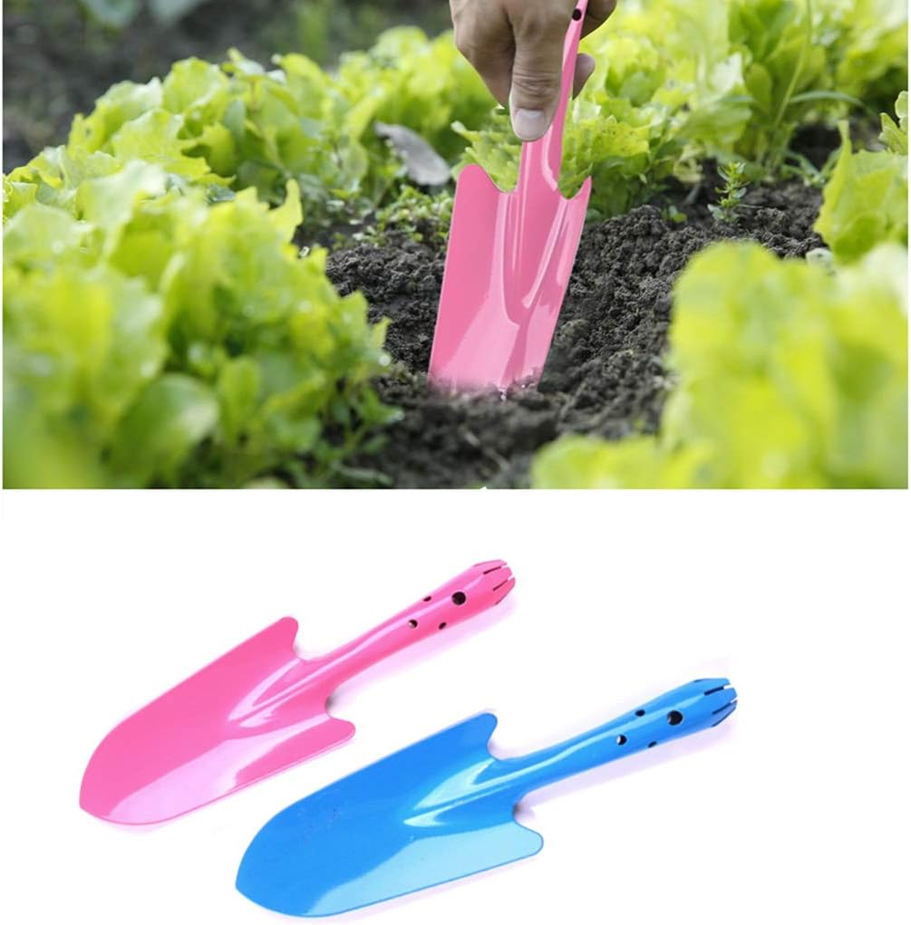 Ymeibe Kids Shovel Garden Hand Shovel for Digging Metal Small Lovely Gardening Shovel Set with Powder Coating for Indoor Outdoor Use (Pink/Blue) : Garden & Outdoor