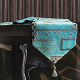 Artbisons Table Runner Blue Abstract 72x13 Thickly Soft Luxury Handmade Tablerunner