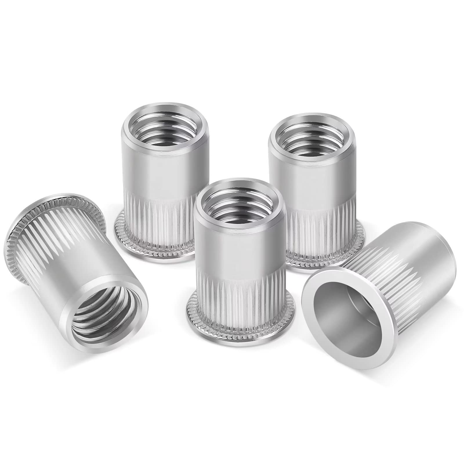 50Pcs Rivet Nuts M8, Leryati Threaded Inserts Stainless Steel Rivnut, Flat Head Threaded Insert Nutserts, Rivet Nuts Nutsert Rivnuts Kit, Pull Cap Nut Used for metal pipelines, etc