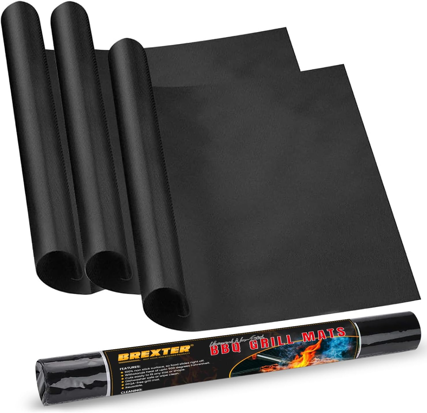 BREXTER® Pack of 3 Large Heavy Duty Oven Liner, 40cm x 32cm 0.3mm Extra Thick Teflon Oven Liners for Fan Assisted Ovens, Non Stick BBQ Grill Mat Suitable for Ovens, Grills, & Stove