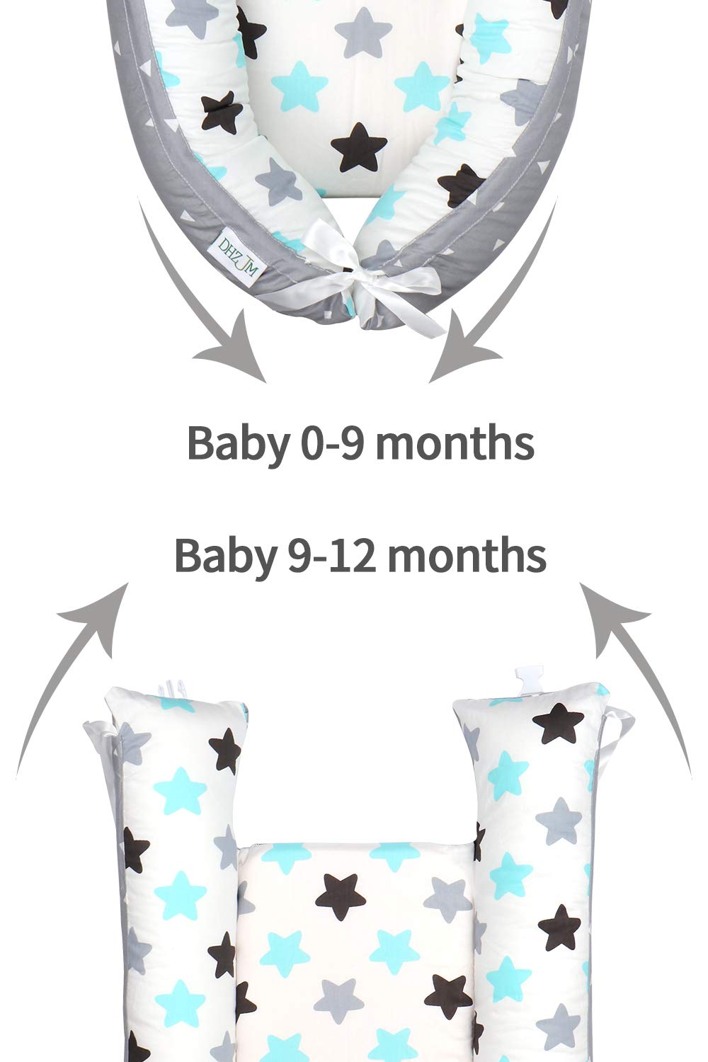 Baby Lounger and Baby Nest Sharing Co Sleeping Baby Bassinet - 100% Soft Cotton Cosleeping Baby Bed Premium Quality and Bigger Size (0-24months) -Breathable & Hypoallergenic Portable Crib(Grey): Baby