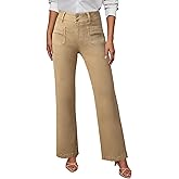 Sidefeel Women's Wide Leg Jeans High Waisted Tummy Control Stretchy Pockets Front Straight Leg Jeans