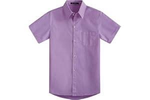 Spring&Gege Boys' Short Sleeve Dress Shirts Formal Uniform Woven Solid