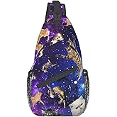 Rmqsyhfz Cute Funny Cat Crossbody Sling Backpack, Cartoon Cat Chest Sling Bag Daypack Adjustable, One Size