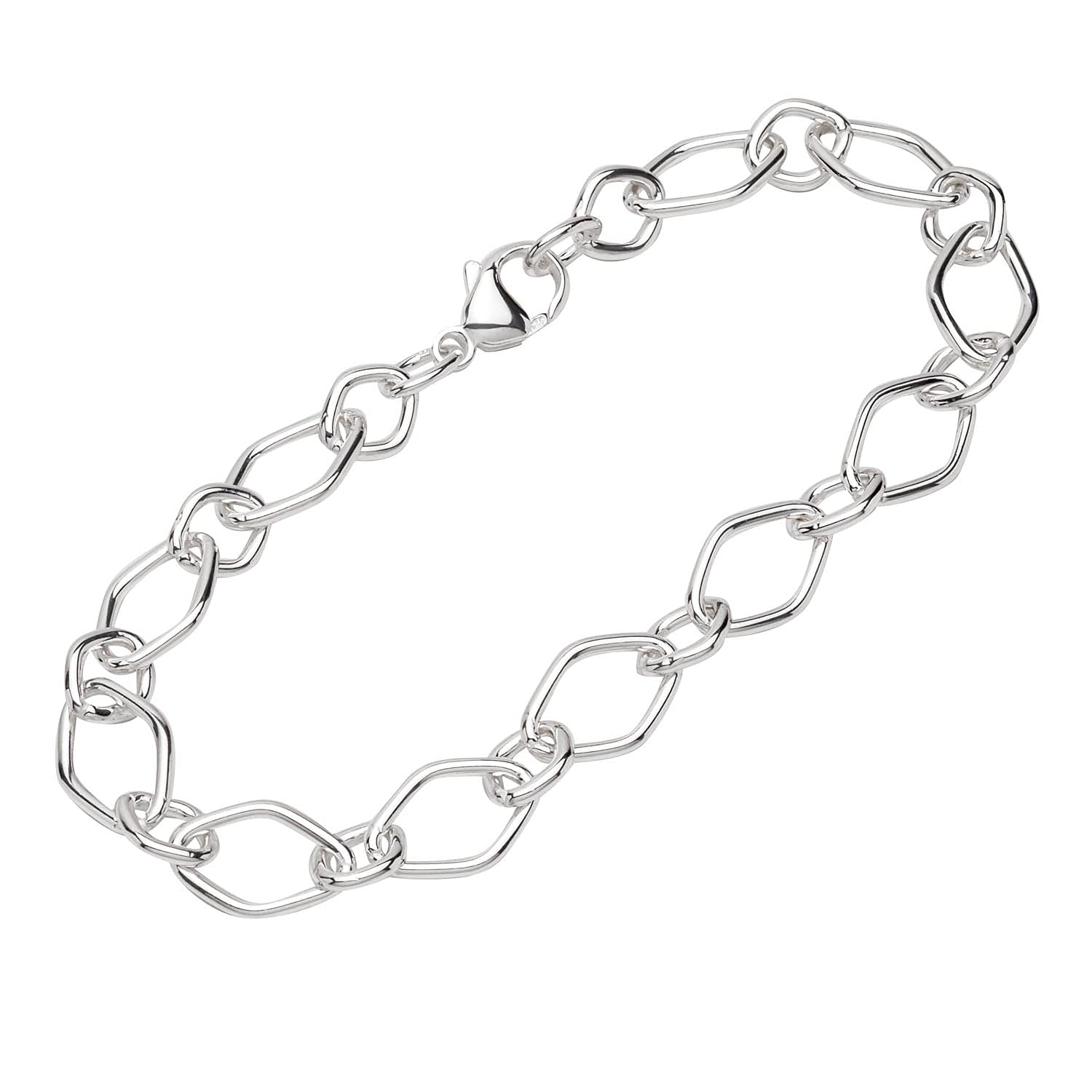 NKlaus bracelet 925 Sterling Silver 22cm Figaro anchorchain round ladies bracelet exquisite 13022