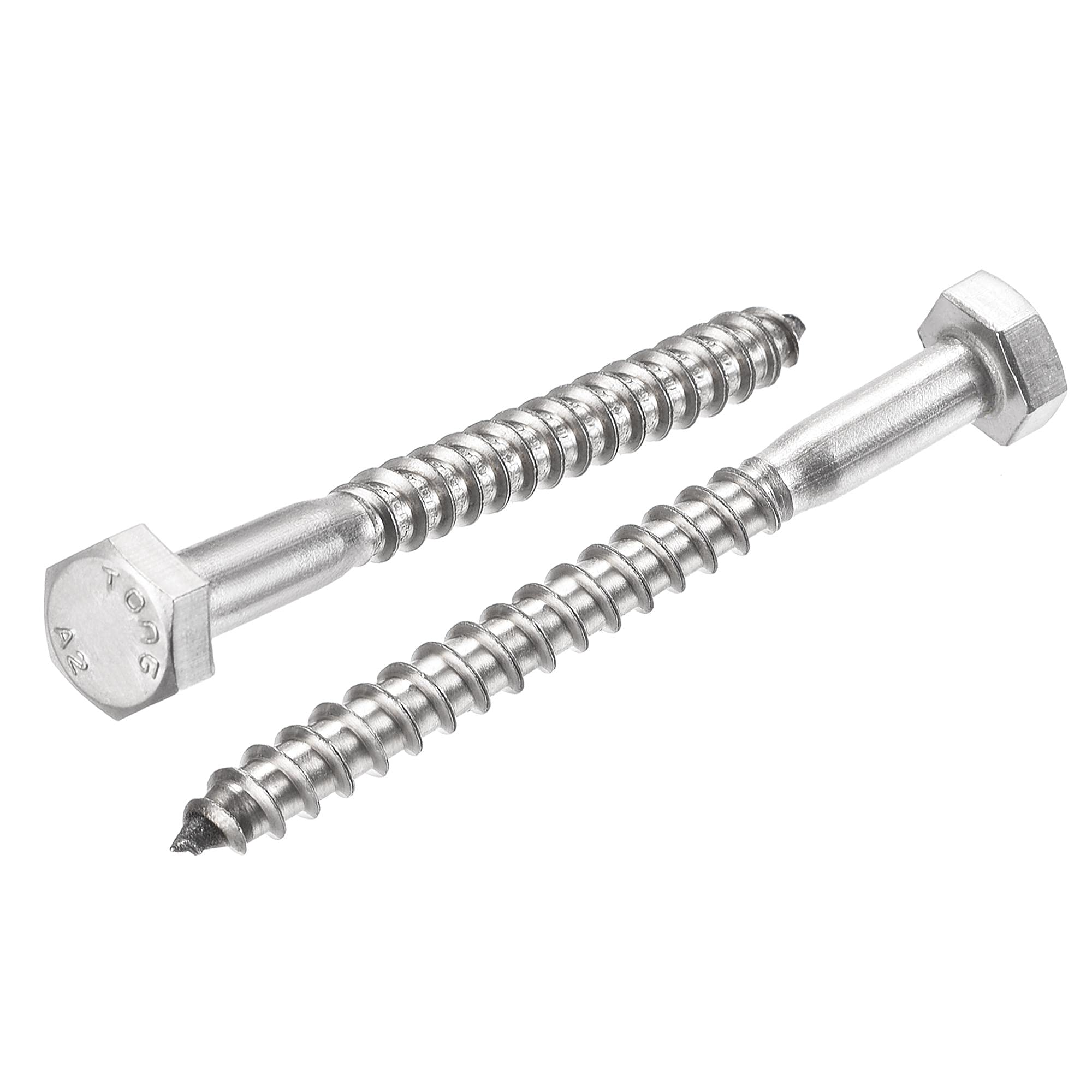 sourcing map Hex Lag Screws, M6 x 65mm 304 Stainless Steel Half Thread Self-Tapping Bolts for Wood Screw 10Pcs