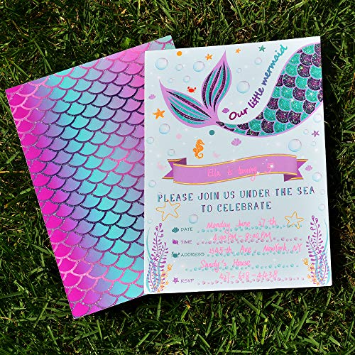 2 WERNNSAI+Mermaid+Party+Invitations+Envelopes