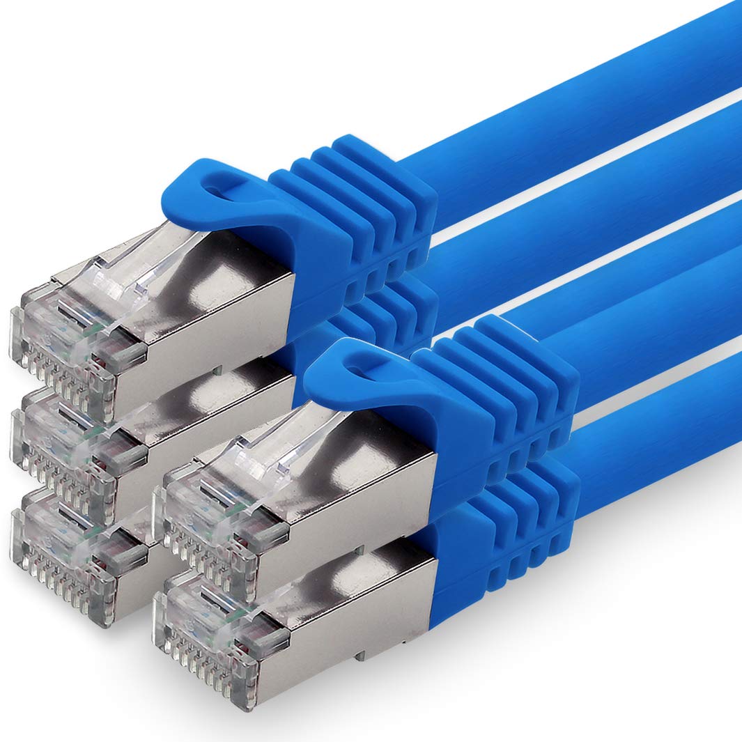 1aTTack.de 10m - blue - 5 pieces CAT.7 network cable patch cable SFTP PIMF LSZH Gigabit Lan cable 10Gb s cat7 raw cable with RJ45 connector Cat6a compatible with CAT5 CAT6 cat7 cat8