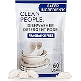 Clean People All Natural Dishwasher Pods - Cuts Grease & Rinses Sparkling Clean - Residue-Free - Phosphate Free Dishwashing P