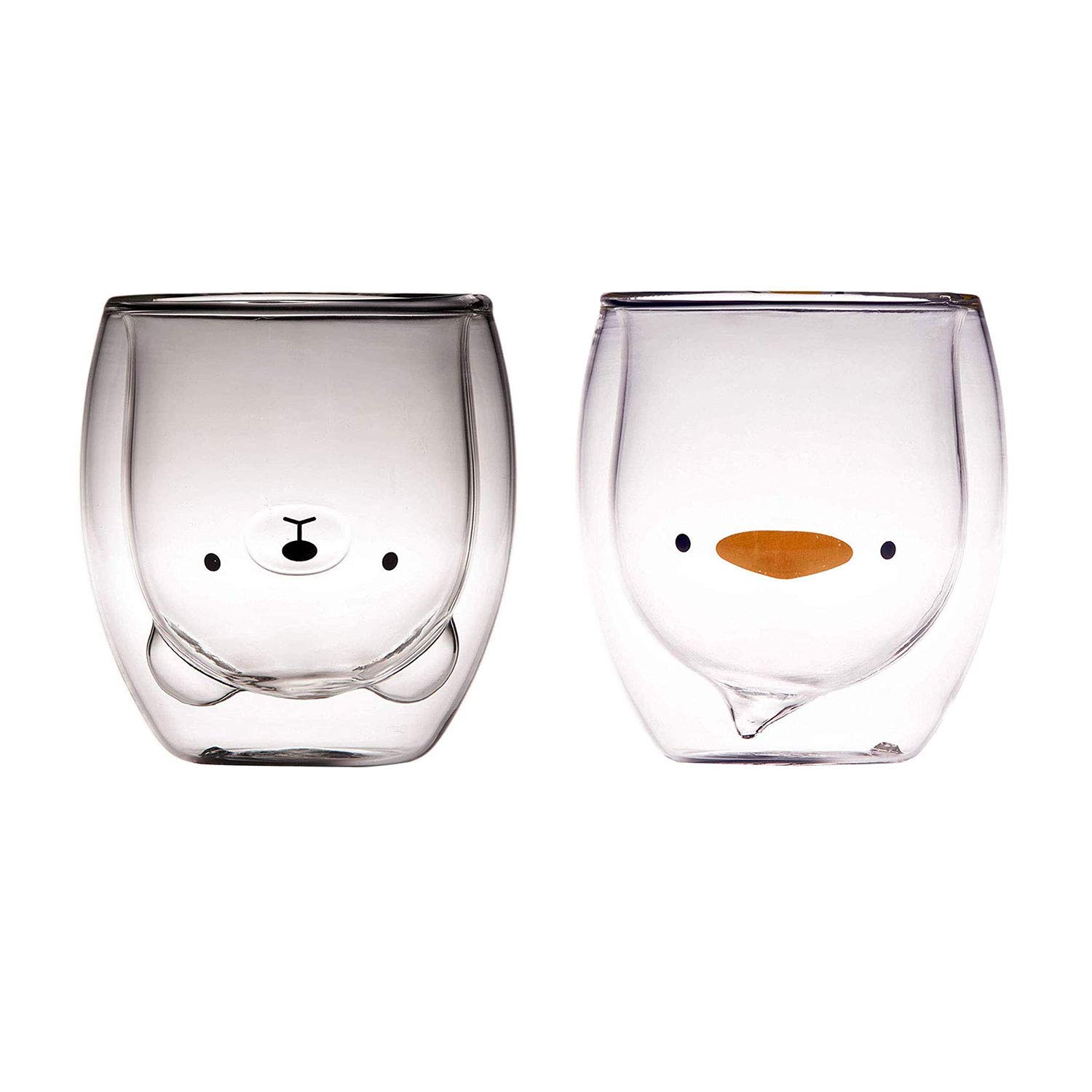 Sharemee - Personal Double Wall Glass Cup, Coffee Cup, Milk Cup, Tea Cup for Birthday Present Set of 2, 250ml/8.4oz