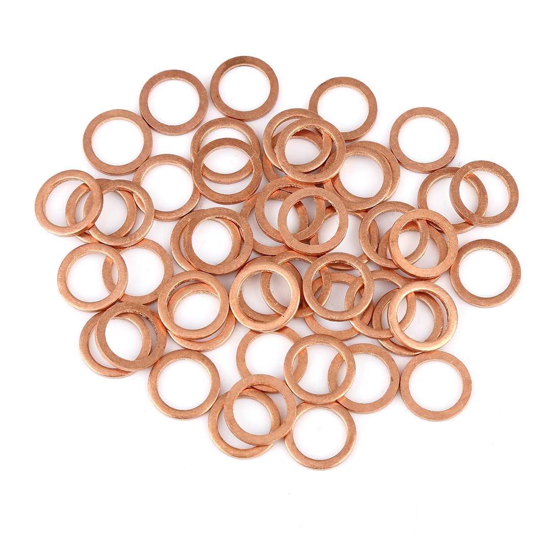 X AUTOHAUX Copper Washer Flat Sealing Gasket Ring for Car 10 x 14 x 1.5mm 50pcs