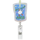 Funny Silly Goose Juice Badge Reel, Cute Retractable ID Badge Holder Clip with 360° Rotating Carabiner, Name Tag Work Badge Clips for Nurse RN LPN CNA MA Medical Student, Office Work Gift