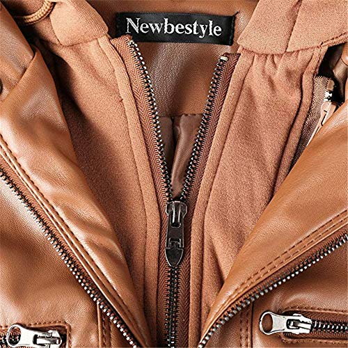 Newbestyle-Kapuzen-Kunstleder-Damen-Jacke-mit-Reissverschluss-Motorradjacke-Bikerjacke-Kapuzenjacke-Uebergangsjacke-Ladies-Oberbekleidung-Normale-EU-Groesse