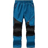 Buyboxs Kids Winter Pants Fleece Lined Waterproof Boys Ski Pants Thermal Outdoor Softshell with Zipper Pockets