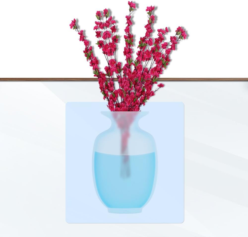 Dowswin Magic Flower Silicone Vase,Unique Wall Accessories Stickey Vase for Party, Wedding, Home and Kitchen Decoration, White
