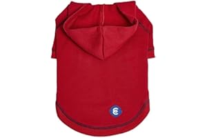 Blueberry Pet Essentials Soft & Comfy Better Basic Cotton Blend Dog Hoodie Sweatshirt in Red, Back Length 12", Pack of 1 Jacket for Dogs