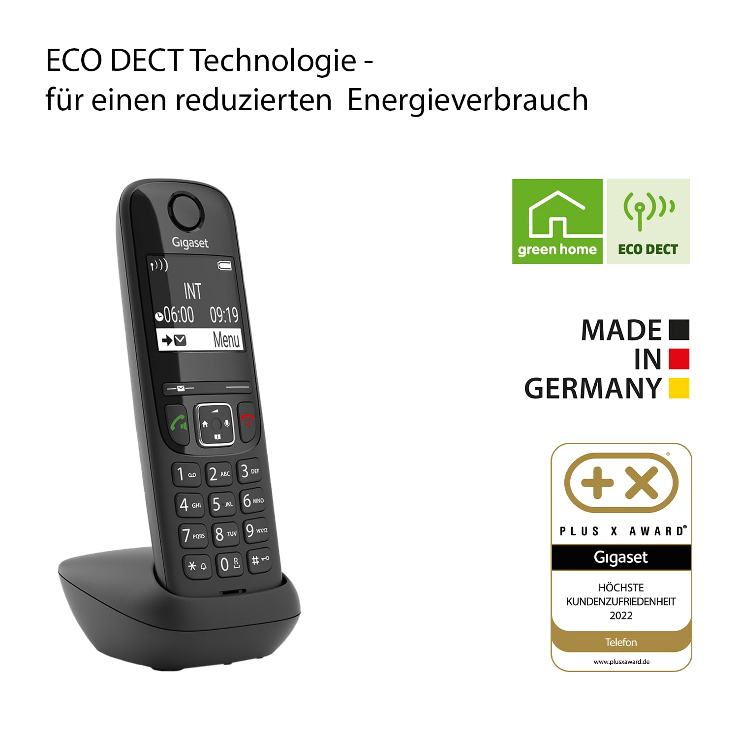 Gigaset AS690 Duo - 2 Schnurlose DECT-Telefone - kontrastreiches Display - brillante Audioqualität - einstellbare Klangprofile - Freisprechfunktion - Anrufschutz, schwarz [Deutsche Version]