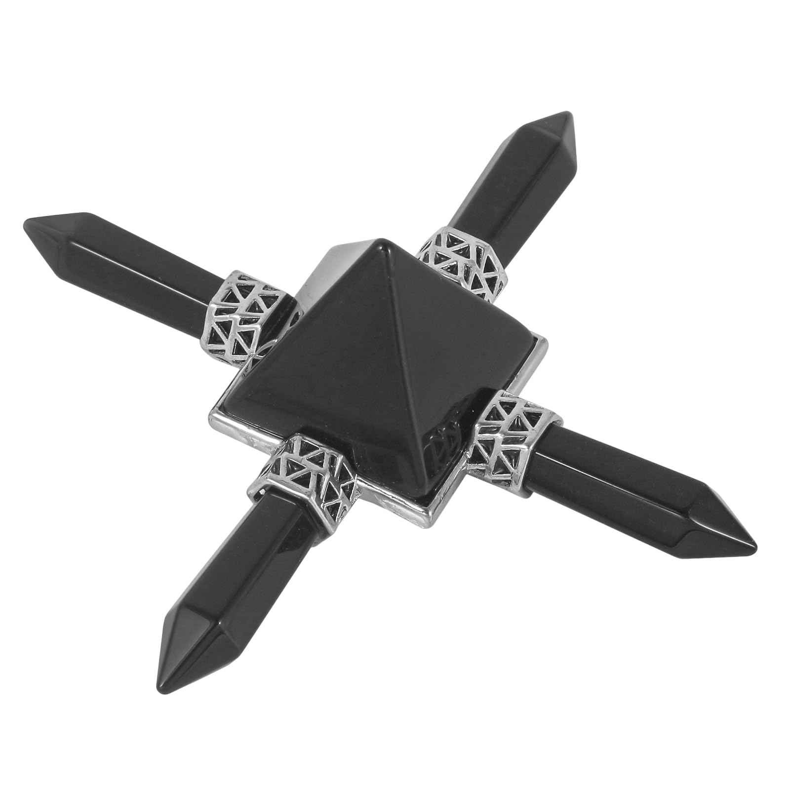 Lovionus89 Black Agate Pyramid Energy Generator,4 Point Healing Chakra Crystal Stone