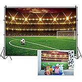 Dorcev Football Stadium Photography Backdrop - Sports Game Party Background - Green Glass Football Field Spotlight Lights - Children & Adult Sports Club Photo Studio Props