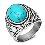 VQYSKO Retro Turquoise Ring for Men and Women