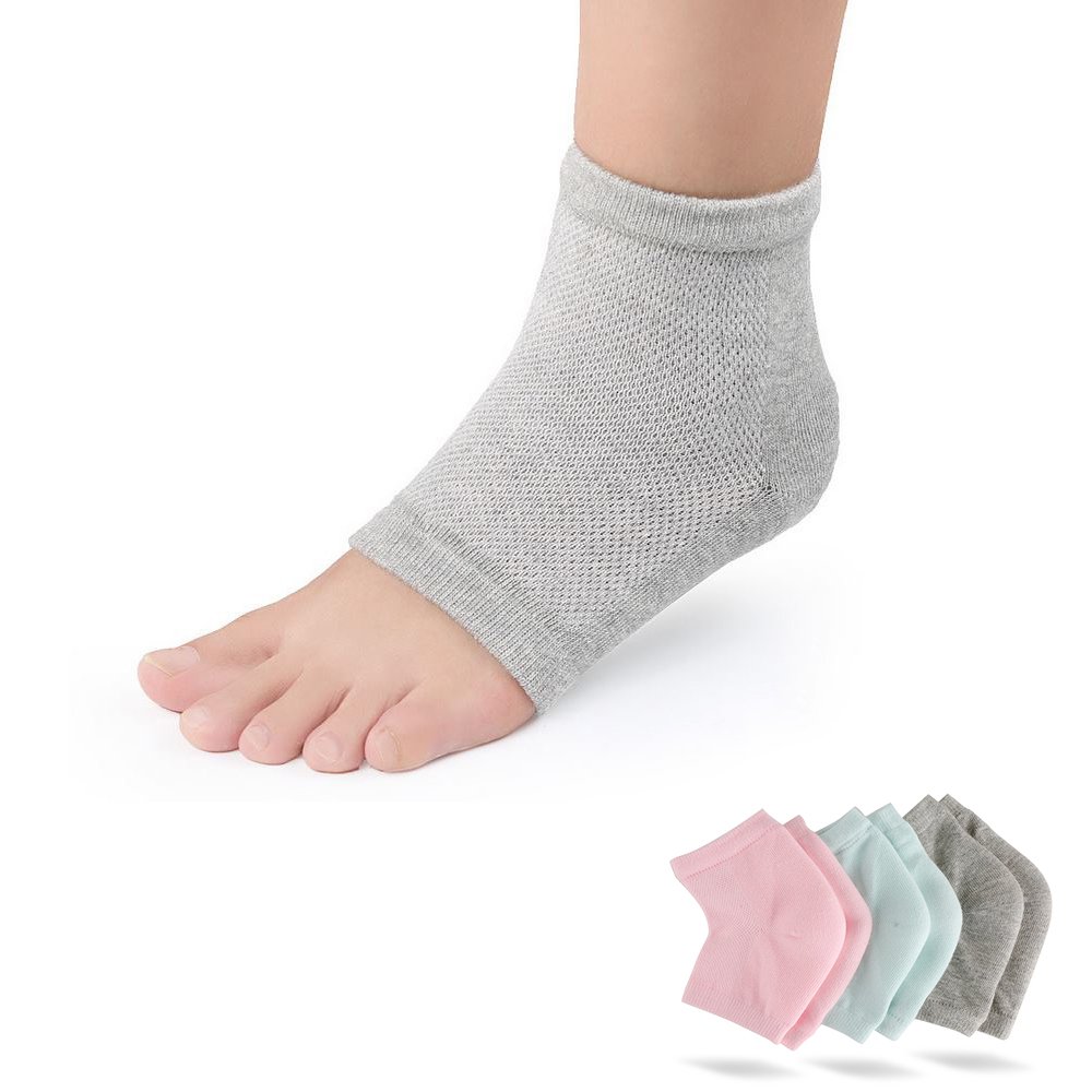 3 Pairs Moisturizing Gel Heel Socks Vented Unisex Toe Open Feet Care Dry Skin : Beauty