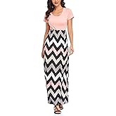 Mommy Jennie Women's Maxi Dresses Short Sleeve Long Casual Summer Sundresses