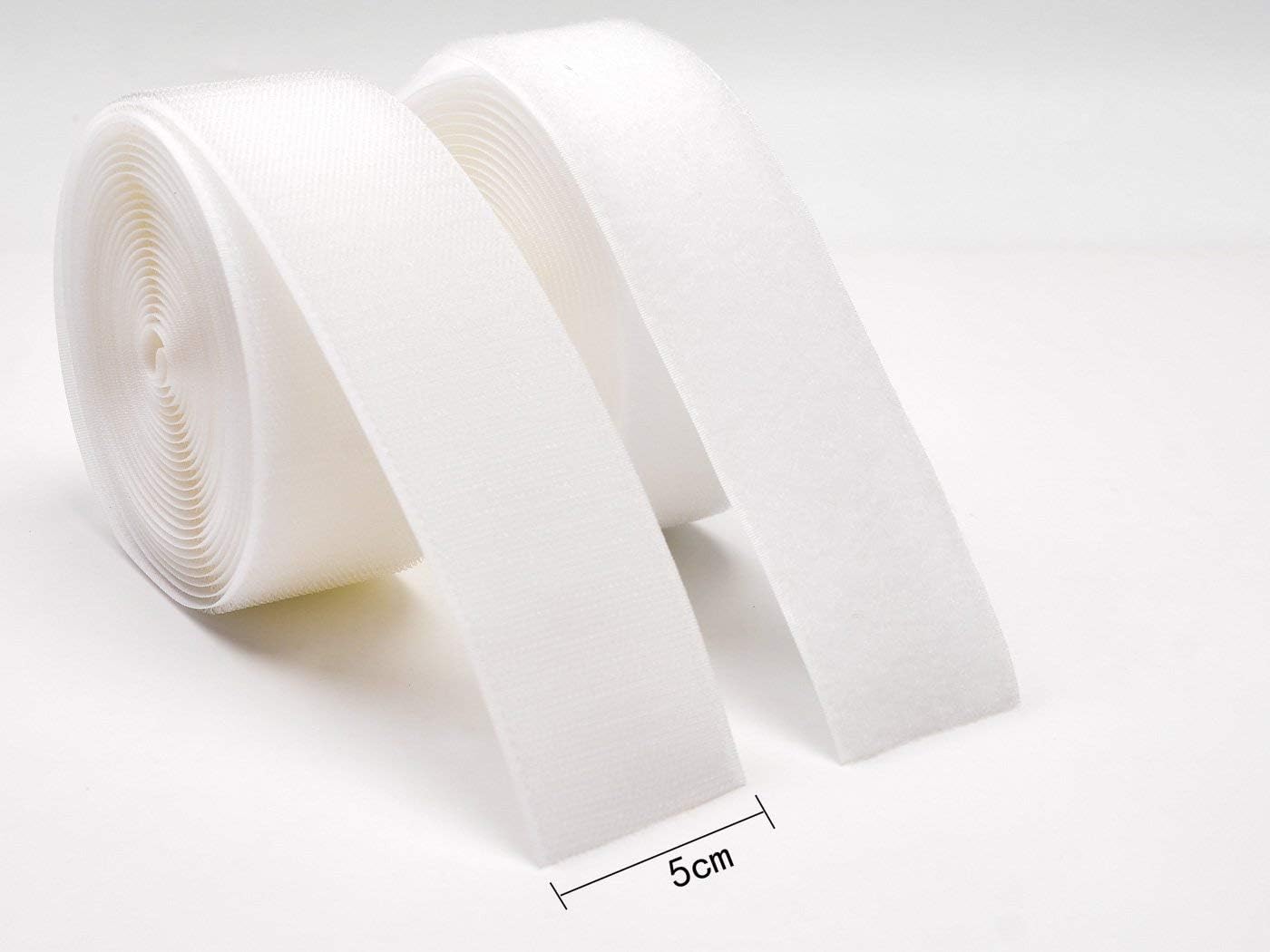 Arlent 50mm(2") Width 5 Meters Sew-On Hook and Loop Fastener Tape Nylon Strips Fabric Non-Adhesive Back (White) - Image 3