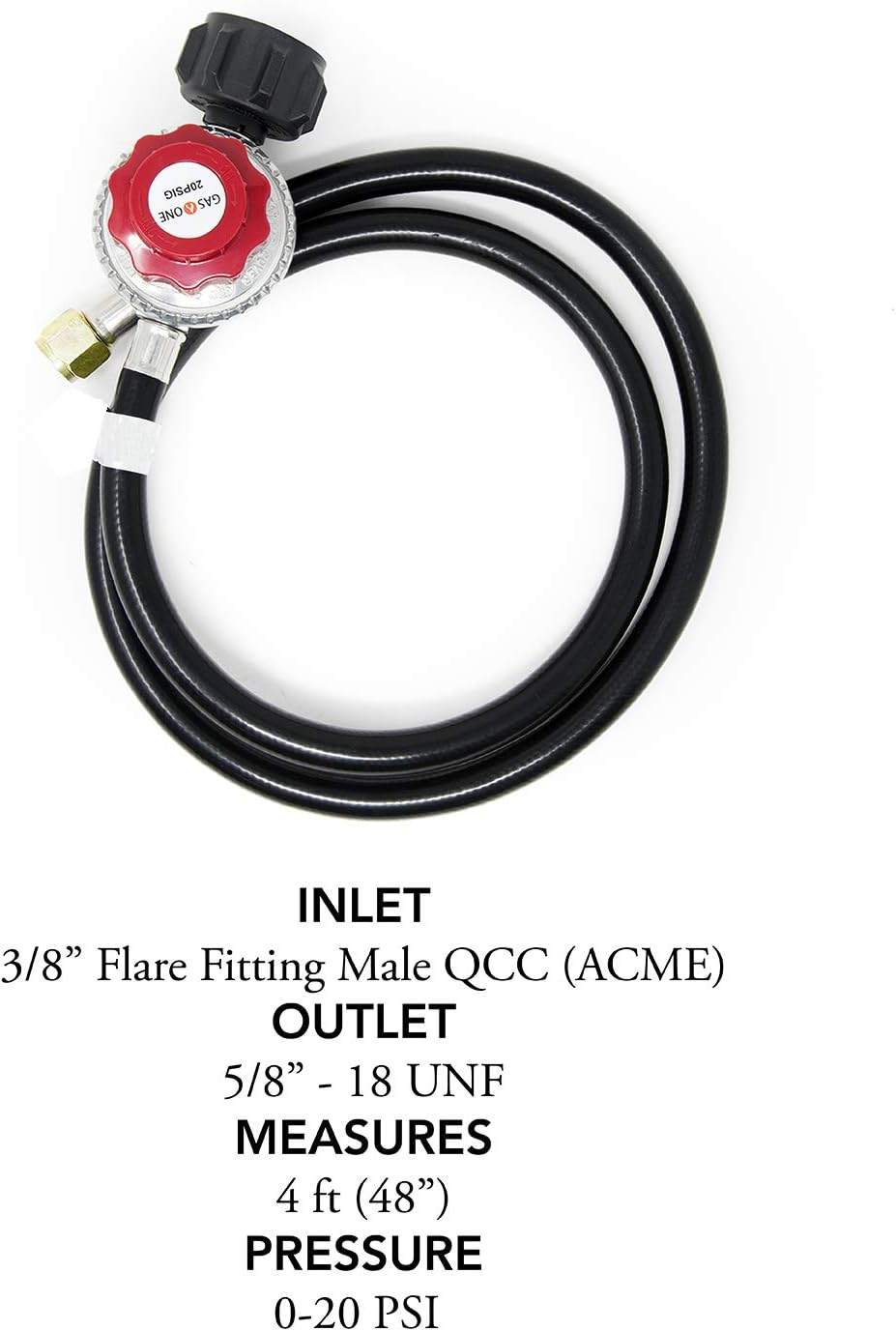 GasOne 2109+50105 4 ft Regulator-with 1/8 MNPT Propane Brass Orifice : Garden & Outdoor
