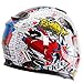 Graffiti Street Art Gloss White Dual Visor Full Face Motorcycle Helmet DOT (Large)