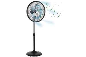BILT HARD 18" Oscillating High-Velocity Outdoor Pedestal Misting Fan, 3-Speed Patio Fans for Outside, Adjustable Height, 120° Oscillation, Waterproof, Industrial Fan for Outdoor- UL Listed Black