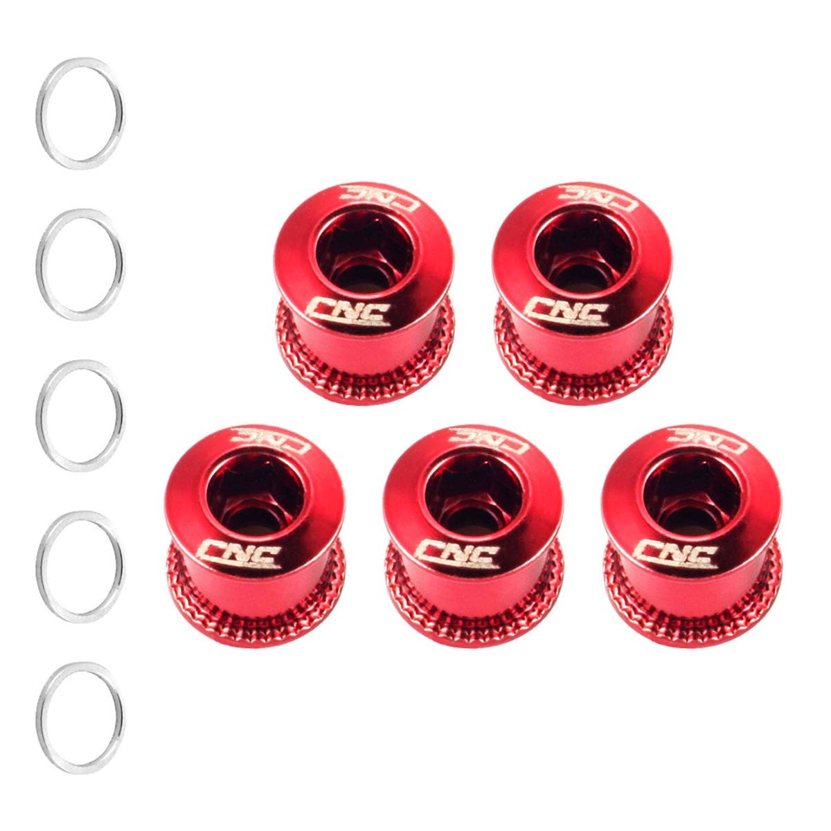 CNC Steel Double Chainring Bolts M8×6.5mm Bicycle Chainring Bolt&Nut Set, Red