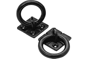 SAKEGA Mystic Colonial Cast Iron Ring Pull Handles – Blackened Hammered Finish – Antique Style for Cabinet, Drawer & Cupboard Hardware with Screw (Hammered Ring Pull – Set of 2)