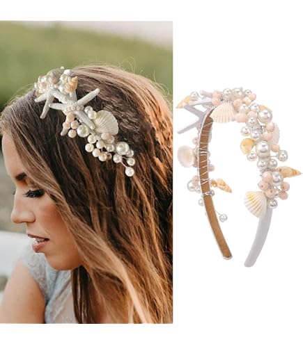 Amazon.com : Kesvb Mermaid Seashell Headband Starfish Crown  display picture 1