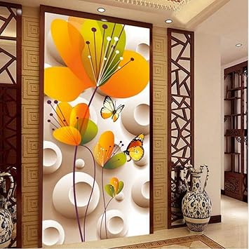 【クリックで詳細表示】Xbwy カスタム漫画スタイル壁の壁画写真の壁紙3D立体花と蝶リビング子供のための背景の家の装飾-280X200Cm