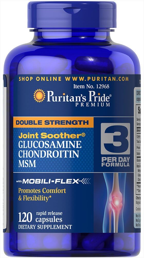 Puritan's Pride Double Strength Glucosamine, Chondroitin & MSM Joint Soother-120 Capsules