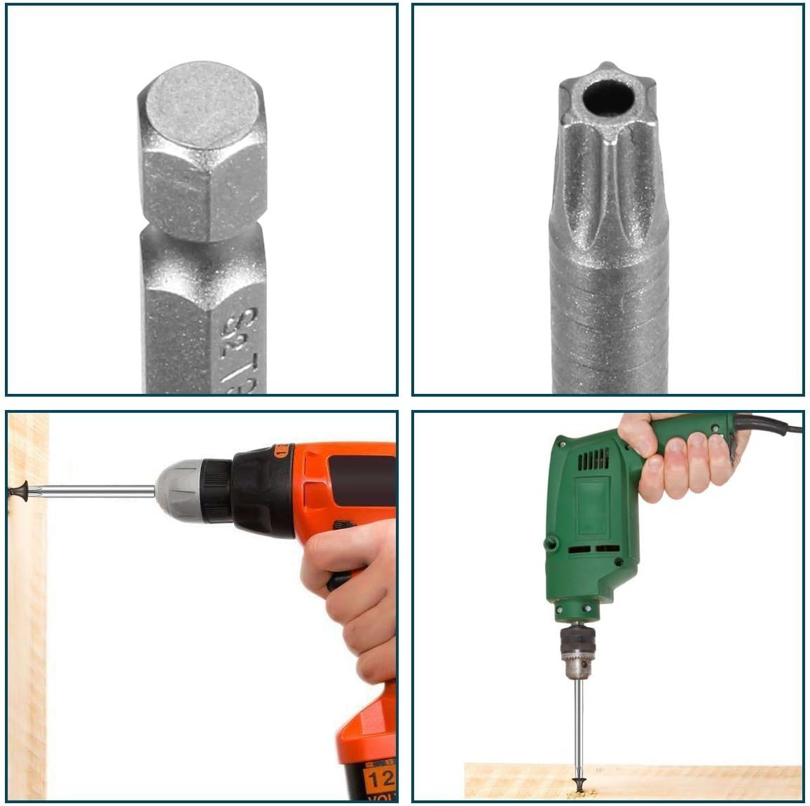 Rocaris 8 Pieces 1/4 Inch Magnetic Hex Shank T8-T40 6 Inch Length S2 Steel Torx Security Head Screwdriver Drill Set Bits - - 