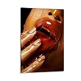Lips Canvas Wall Art Modern Sexy Mouth with Honey