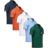 ZITY 5 Pack Mens Polo Shirt Short Sleeve Sports Golf Tennis T-Shirt Moisture-Wicking Summer Shirts