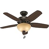 Hunter Fan Company, 52218, 42 inch Builder New Bronze Ceiling Fan with LED Light Kit and Pull Chain
