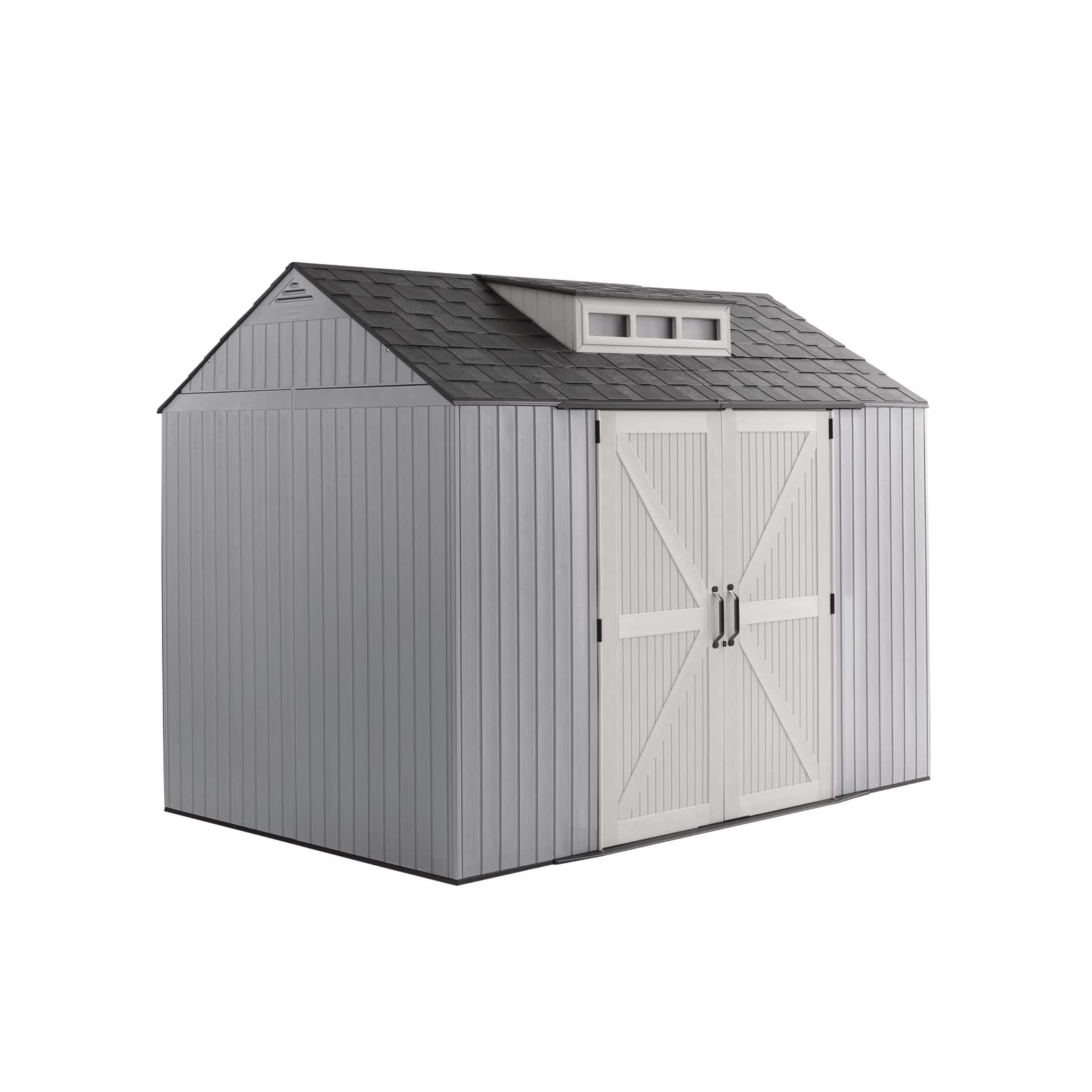 View 1 of Rubbermaid Extra Large Resin Outdoor Storage Shed With Floor (7 x 10 Ft.), Weather Resistant, Brown, Organization for Home/Lawn Mower/Backyard Equipment/Bike Storage/Pool Supplies