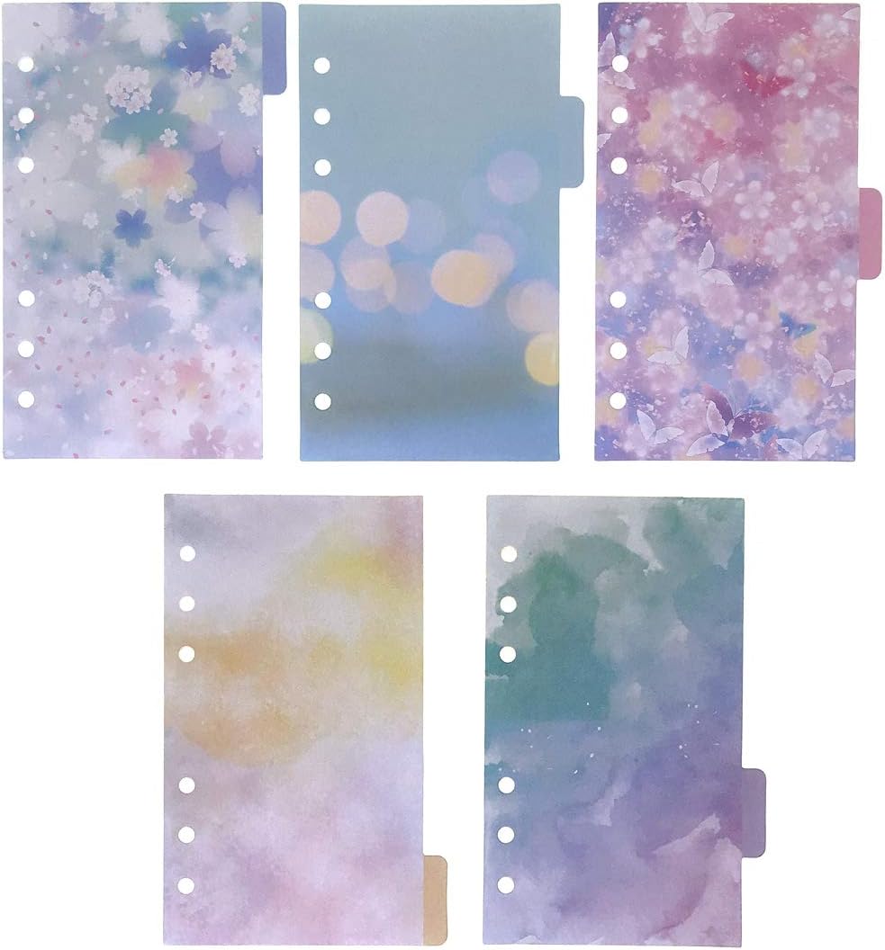 Index Tabs for A5/A6 6-Holes Cover Round Ring View Binder File Folder Loose Leaf Sheet Protectors Binder Cover Protector (Divider Cherry Blossoms - Image 3