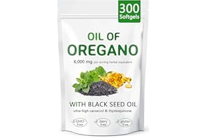 ARSYCHLL Resilia Oil of Oregano with Black Seed Oil, 2 in 1 Organic Oregano Capsules for Immune Support & Overall Wellness, Non-GMO, Gluten Free, 300 Softgel